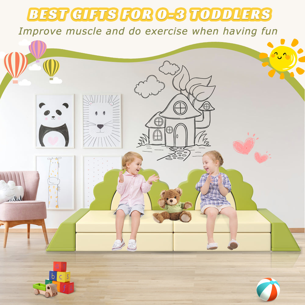 10PCS Kids Couch for Playroom, Baby Climbing and Crawl Foam Play Set, Foam Climbing Blocks Convertible Sofa ,Kids Play Couch, Indoor Climbing Structure for Toddlers, Infant, Kids, Pre-school