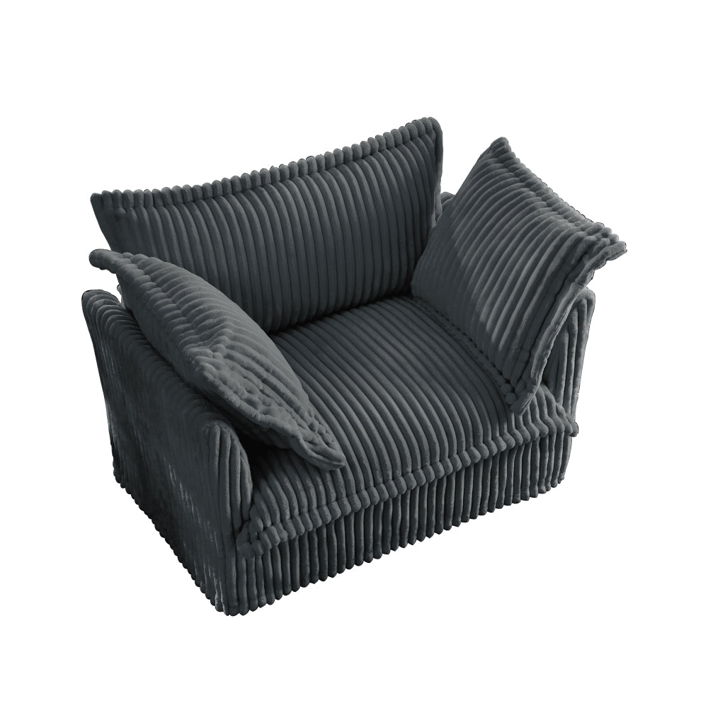 Set of 2 Slipcovered Armchairs,Deep Seat Accent Chair Set for Living Room, Reading Room, Bedroom and Working Spaces,Armchair Sets with Large Soft Pillows,Gray Corduroy Fabric