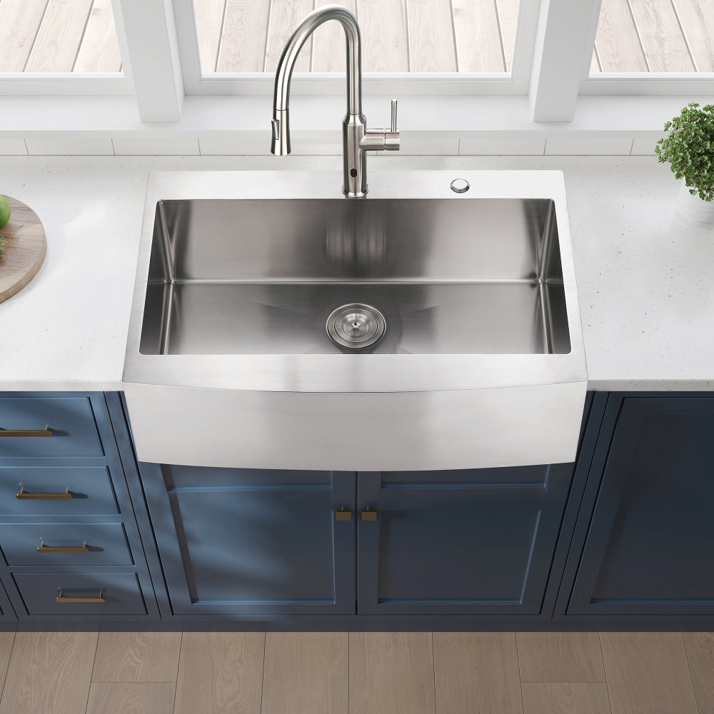 33x22x10"Farmhouse Apron Single Bowl Stainless Steel Kitchen Sink