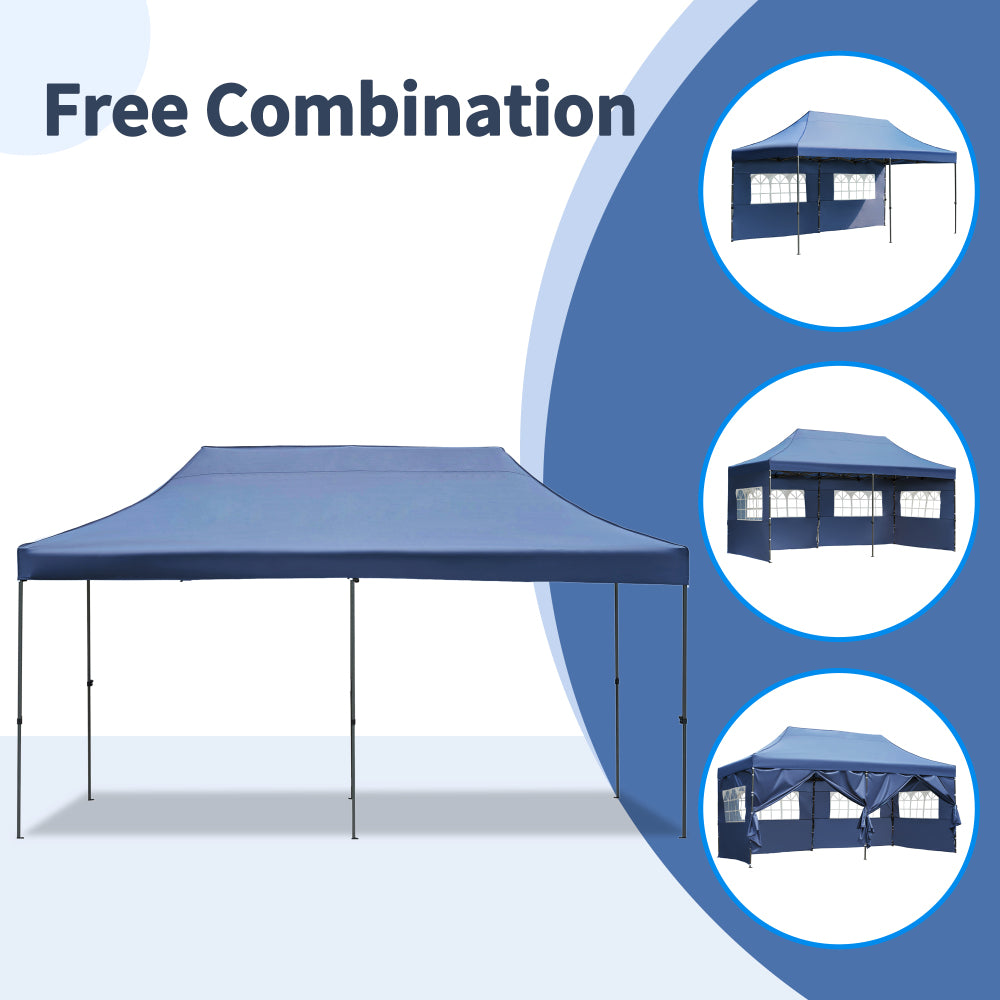 TREXM 10x20 Pop Up Canopy Tent with 6 Sidewalls, Heavy Duty Party Tent, UV and Waterproof Protection, 3 Height Adjustable Outdoor Canopy Tent with Roller Bag for Weddings, Events, and Beach, Navy