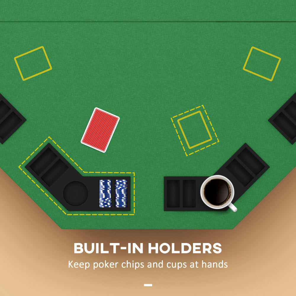 Soozier Poker Table Foldable 47" Octagon Casino Table Blackjack Texas Holdem Poker Table for 8 Players with Chips Tray and Cup Holders, Green