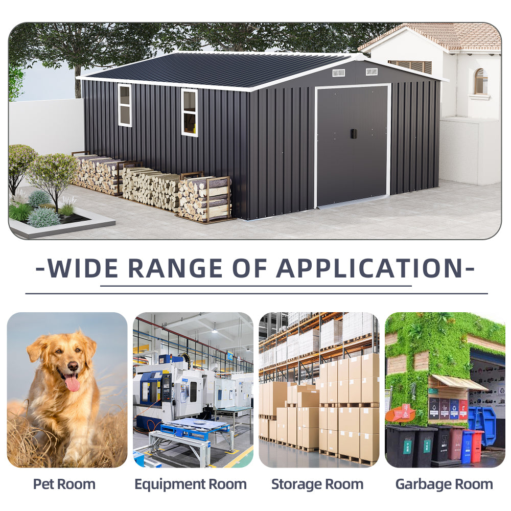 Campcraft 10*12ft 0.25mm color steel plate, surface protective film, Two daylight Windows, A practical and thoughtful gift,two colors can be freely selected storage sheds