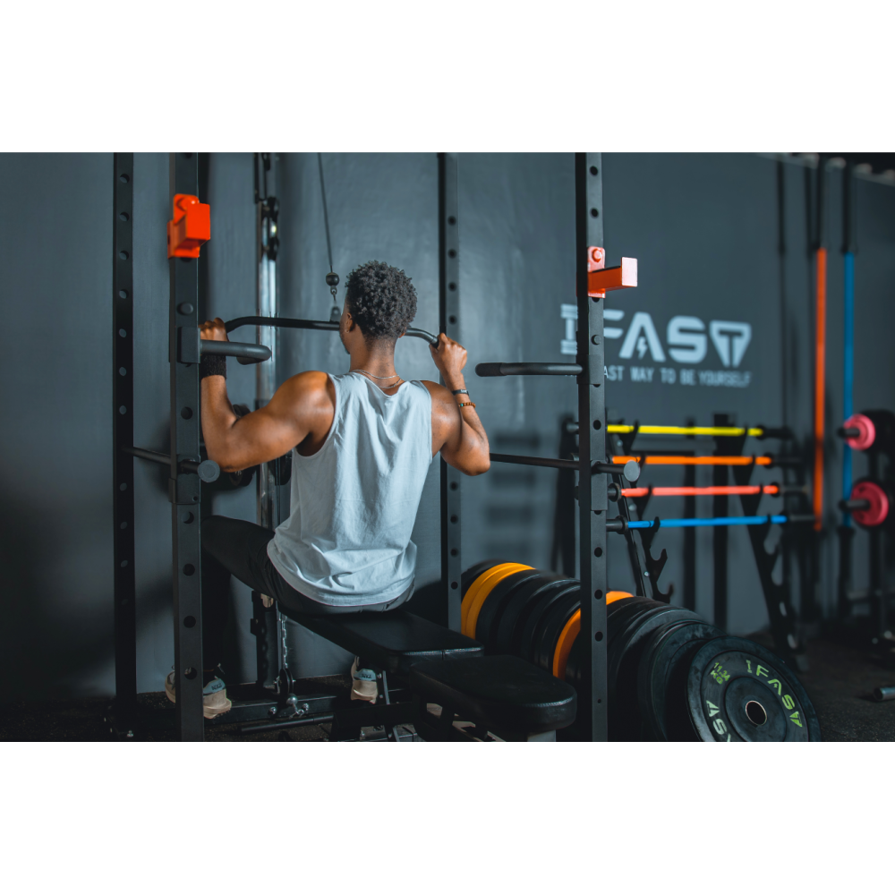 Multi-functional Power Cage, Home Adjustable Pullup Squat Rack 1000Lbs Capacity Comprehensive Fitness Barbell Rack with Weight Bench