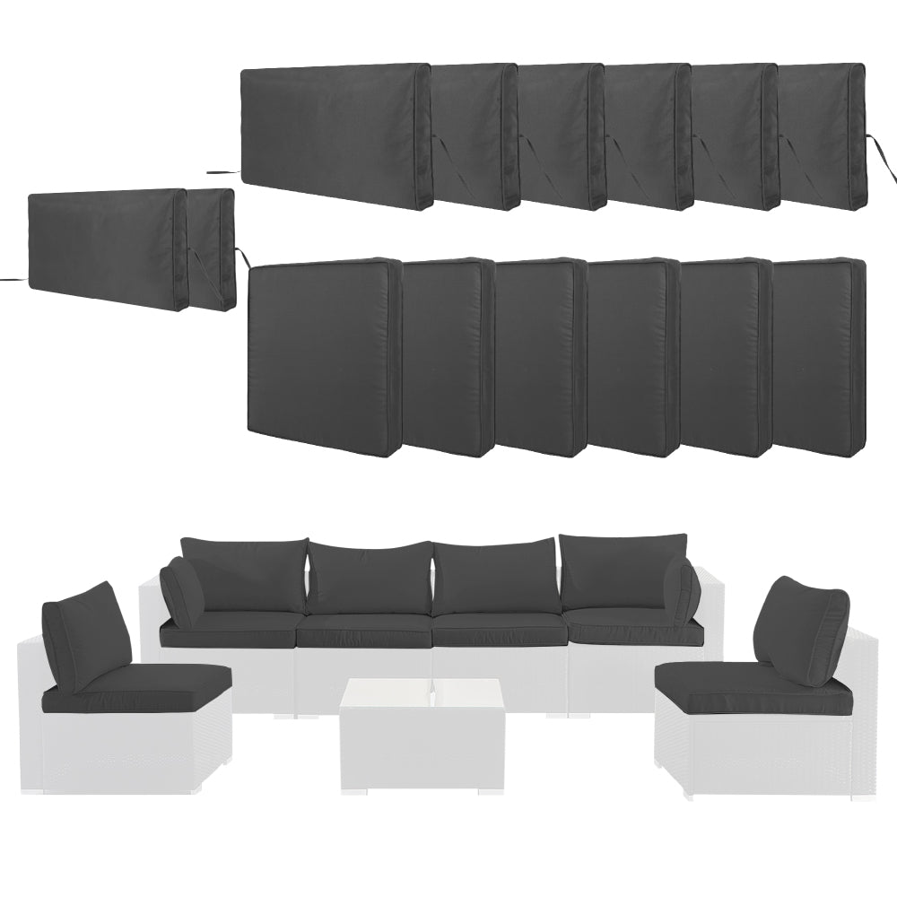 Cushion Covers for 7 Pcs (6-Seaters) Wicker Rattan Sectional Sofa, 14Pack Cushion Slipcovers Set Seat and Back,Outdoor Cushion Slipcover with Zipper, (Only Cover) Grey