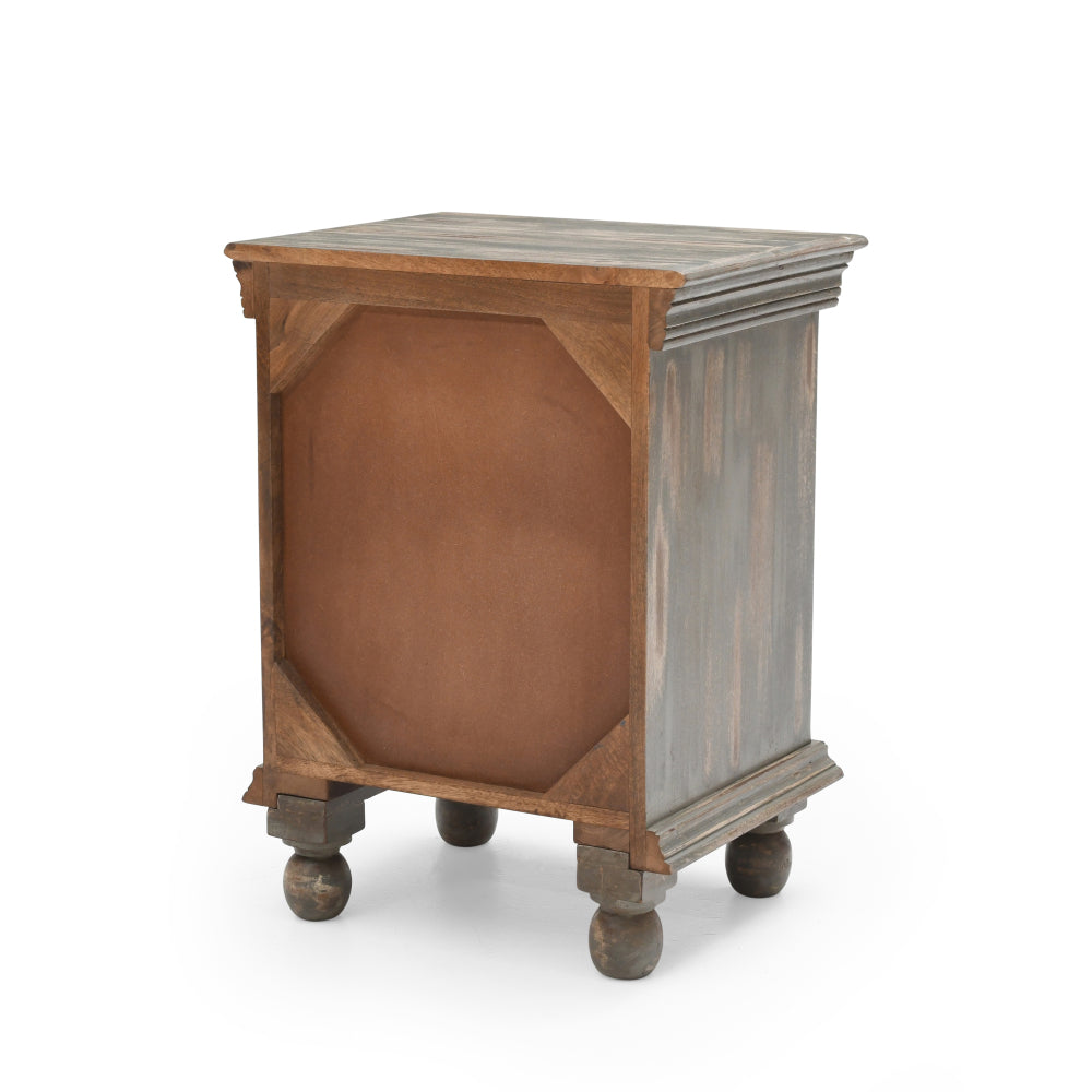 Antique Grey Wood Nightstand