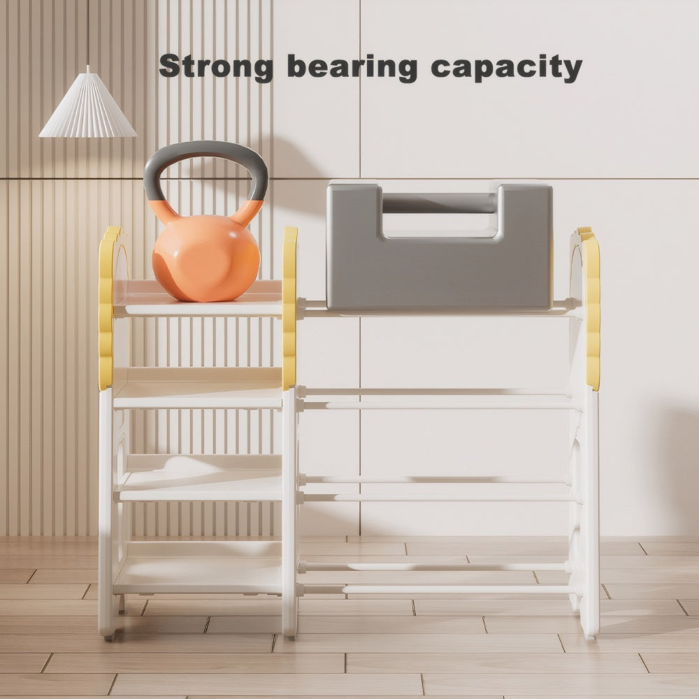 Kids Bookshelf and Toy Storage, 4-Tier Toy Organizers W/8 Removable Storage Bins, Kids Toy Storage Organizer for Study Room, Bedroom, Kids Room, Classroom, Nursery