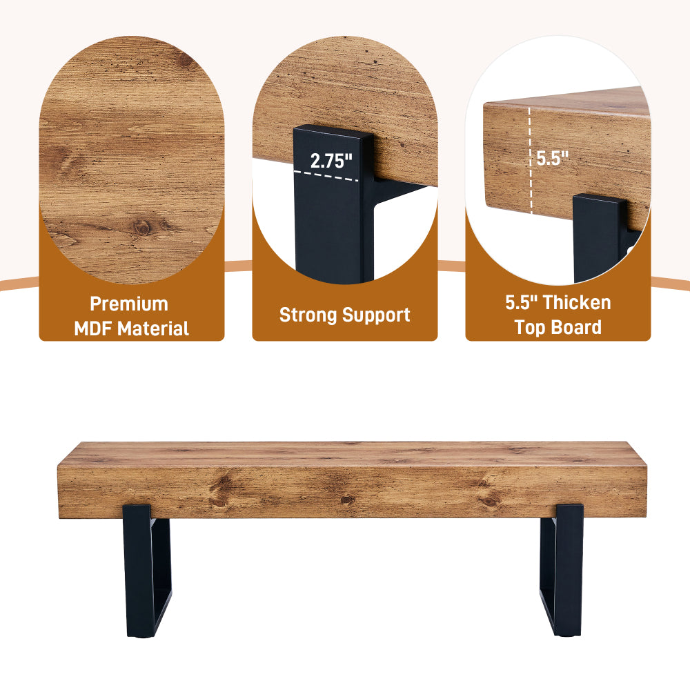 59" Dining Bench, Farmhouse Indoor Kitchen Table Benches, Bed Bench, Industrial Shoe Bench, Entryway Benches