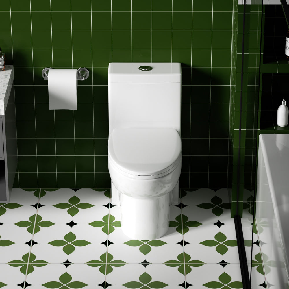 1.1/1.6 GPF Tornado Flush One-Piece Toilets for bathrooms,Button on the Tank top,Water-Saving Elongated Comfort Height Floor Mounted, Soft Closing Seat,Powerful Dual Flush MAP 1000g,Gloss White GW-003