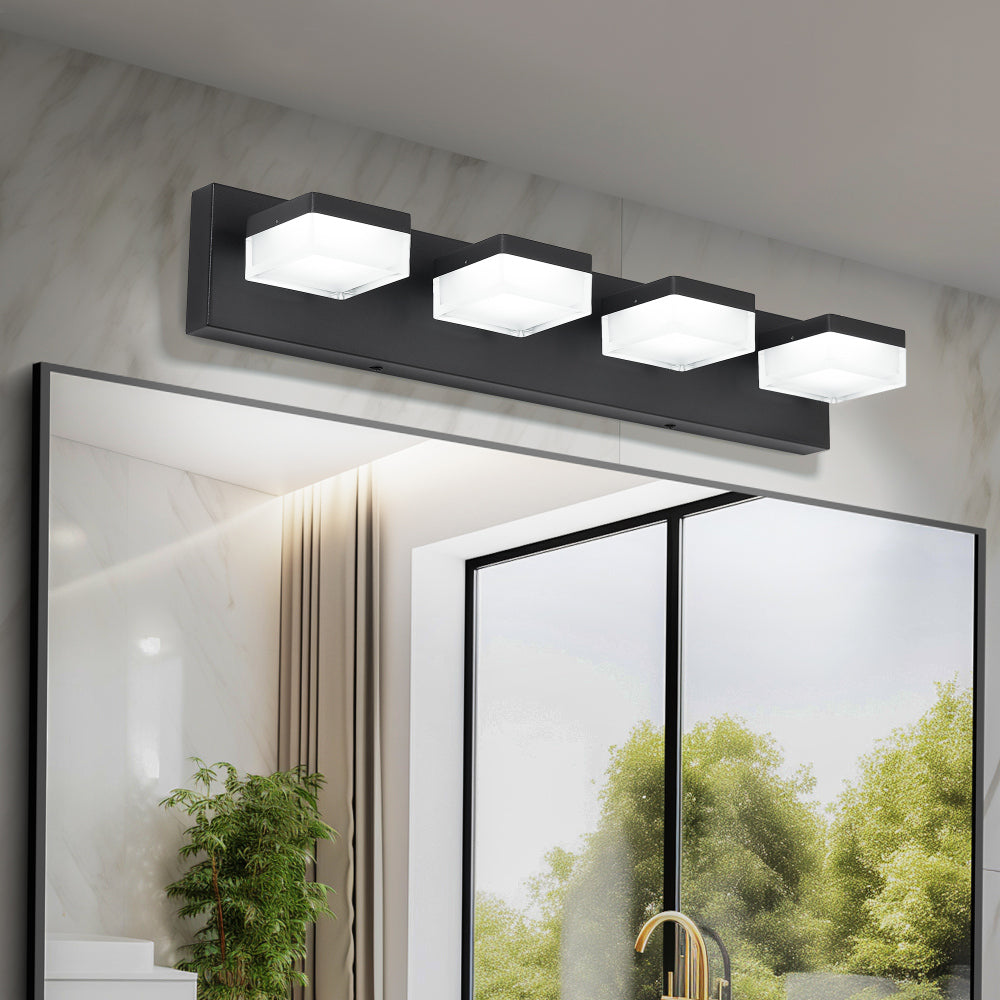 (Same as W1340110609/L2015) Modern 6-Light Black LED Vanity Mirror Light Fixture For Bathrooms And Makeup Tables