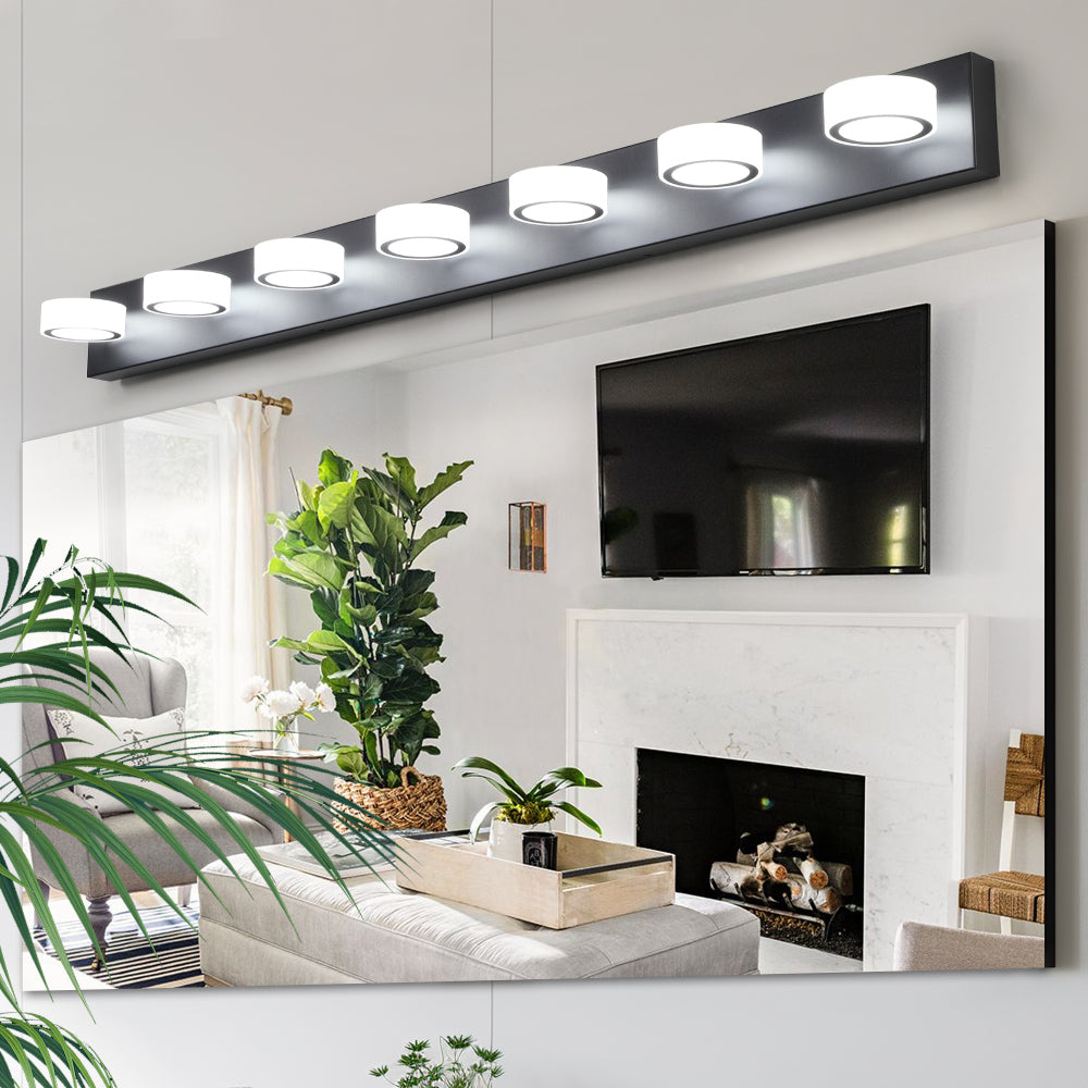 (Same as W1340110595/L2010) 45" Modern 6-Light LED Vanity Light, Sleek Black Bathroom Wall Light Fixture for Mirror, Shower, and Bathroom Decor