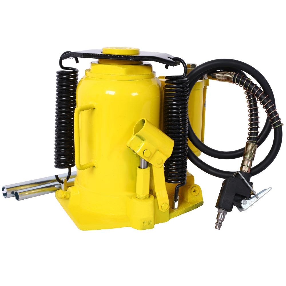 Air Hydraulic Bottle Jack, 32 Ton/70550 LBS All Welded Bottle Jack, 10-16.3 inch Lifting Range, Manual Handle and Air Pump, for Car, Pickup, Truck, RV, Auto Repair, Industrial Engineering ,Yellow