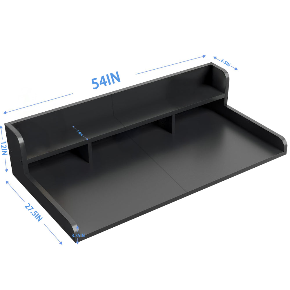 Washer Dryer Countertop with Non-slip Pads, Laundry Wood Shelf Topper with Edge, 54" Width x 27.5" Depth Double Layer Organizer for Washer and Dryer Laundry Hamper Counter Storage Organization (BLACK)