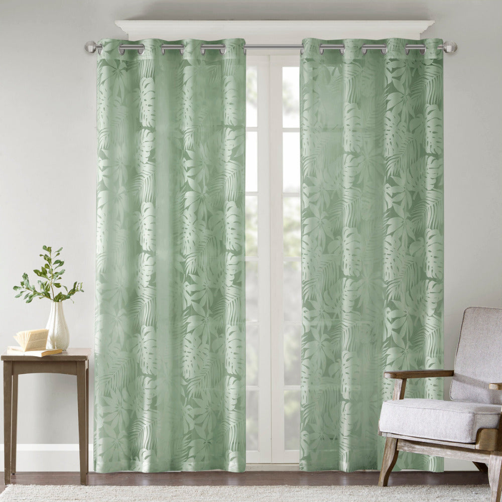 Palm Leaf Burnout Window Sheer Natural 50x84"