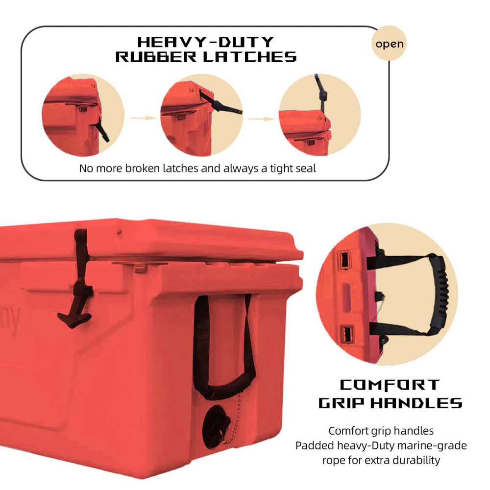 Red outdoor Camping Picnic Fishing portable cooler 65QT Portable Insulated Cooler Box