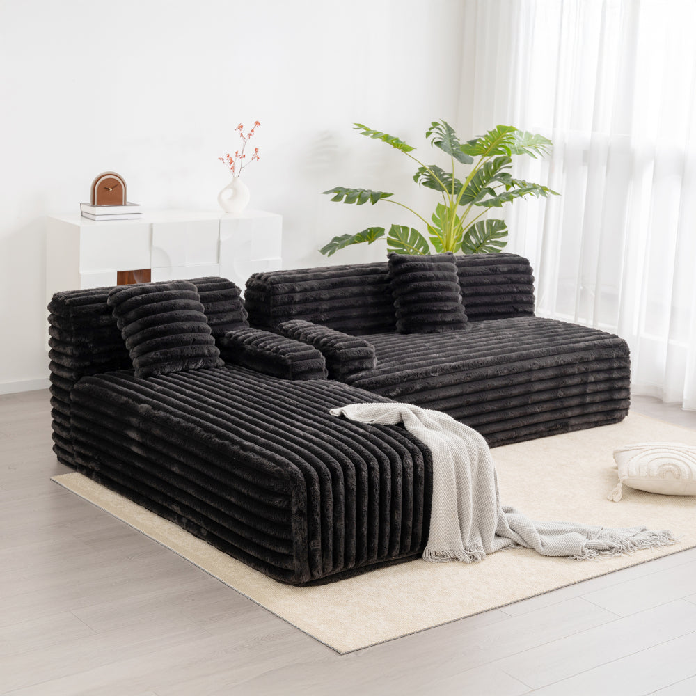 110" Cloud Sectional Sofa Upholstered Couch Free-combined Sofa for Living Room, Dark Gray