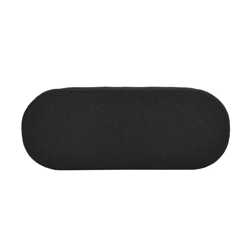 Fuji 49" Upholstered Oval Storage Bench, Ebony Black Boucle