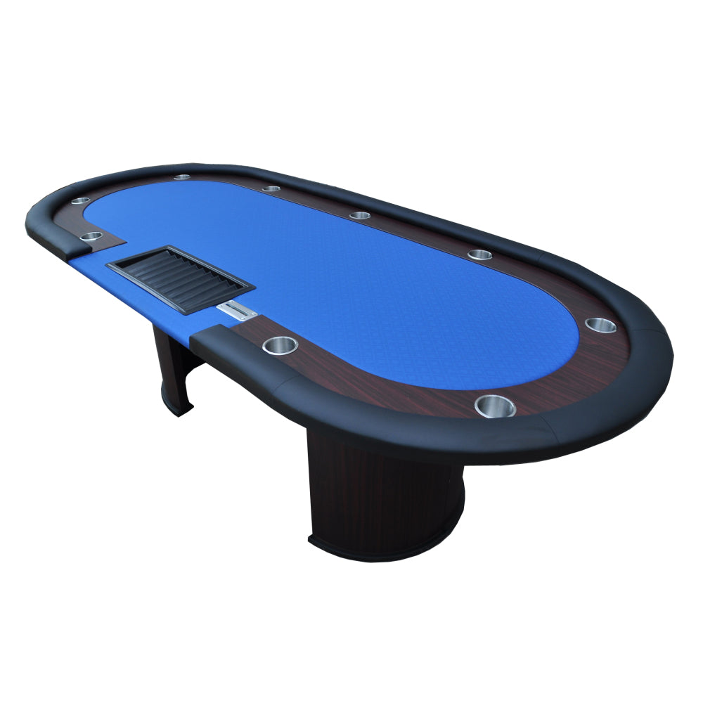 96" Poker Table Model 16367 with U Shape Legs, Drox Box, Chips Tray Blue
