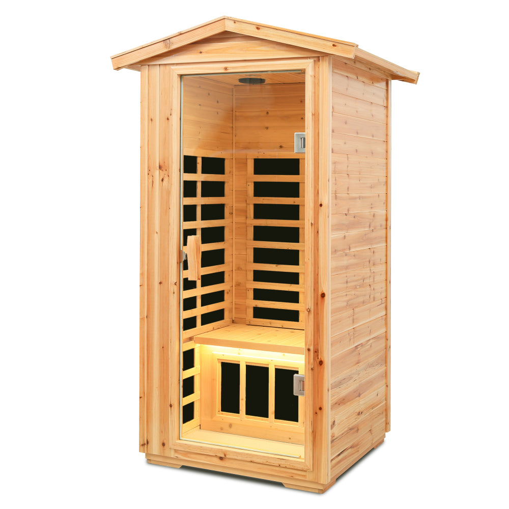 One person Far infrared old fir outdoor sauna room