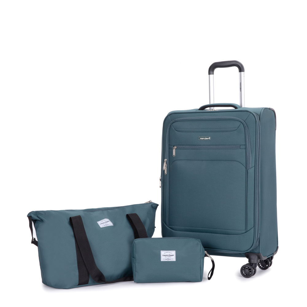 3-Piece Set (18/Travelbag /toiletry bag) ,Softshell Suitcase Spinner Wheels Terylene Polyester Luggage Sets Carry On Suitcase Luggage Lightweight Durable Suitcase WINE RED