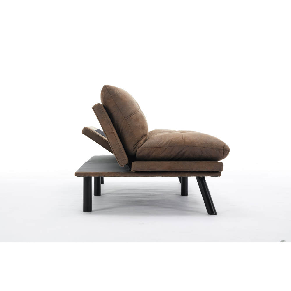 Leatehr Feeling Brown Convertible Folding Modern sofa Bed