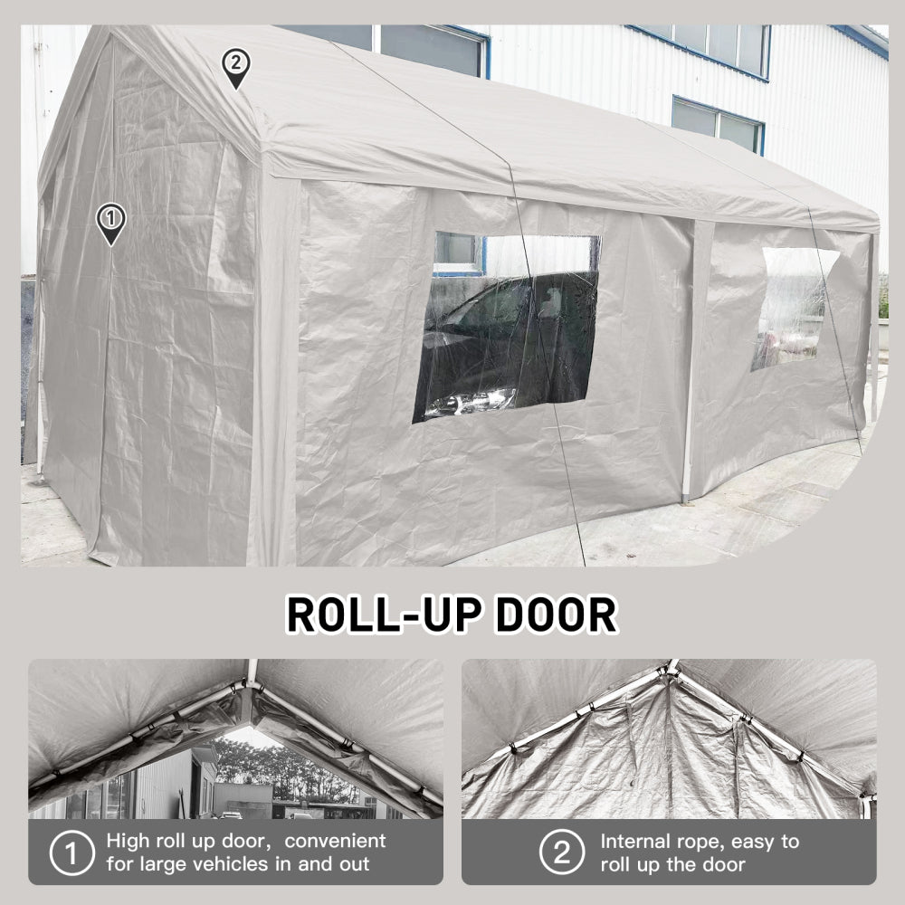 Carport, 10×20 Heavy Duty Portable Carport Garage Tent for Outdoor Storage Shelter white