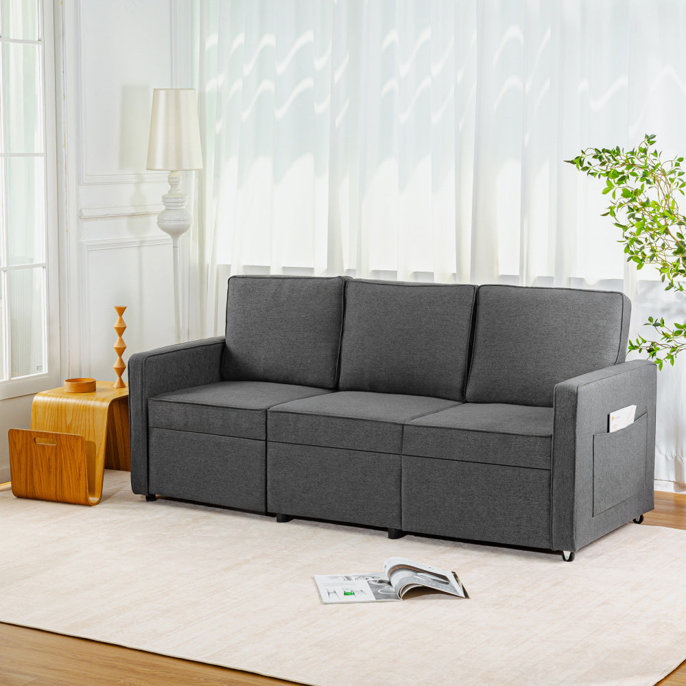 Retractable 3 Seater Sofa, Easy To Assemble, Suitable For Living Rooms, Apartments And Flexible Sofas For Small Spaces, Olive Green Corduroy