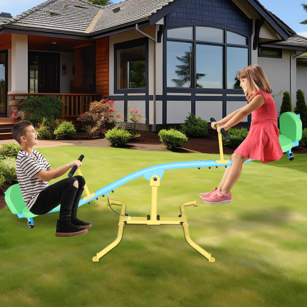 Children's seesaw double person 360° rotating seesaw with backrest indoor and outdoor playground double person rocking horse kindergarten toys