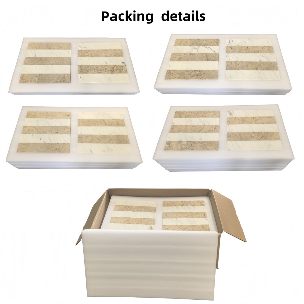 12*12 Waterjet marble,White Gold 2 color, natural marble, for floor and wall,polished marble tile, natural stone, genuine marble, real marble, 1 box each pattern 4 pcs