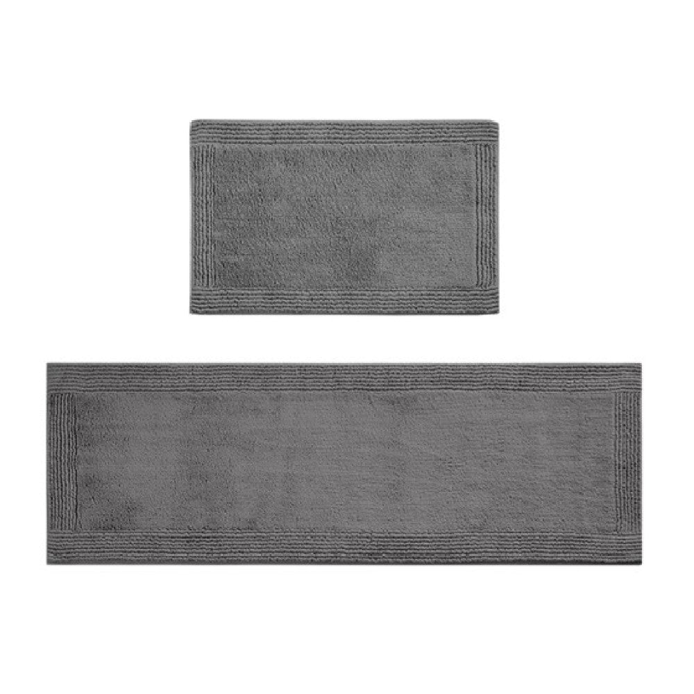 100% Cotton Tufted 3000 GSM Reversible Bath Rug Charcoal 21x34"