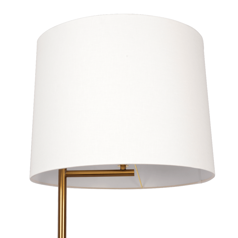 Zenith Offset Brass Base Floor Lamp with Drum-shaped Linen Shade