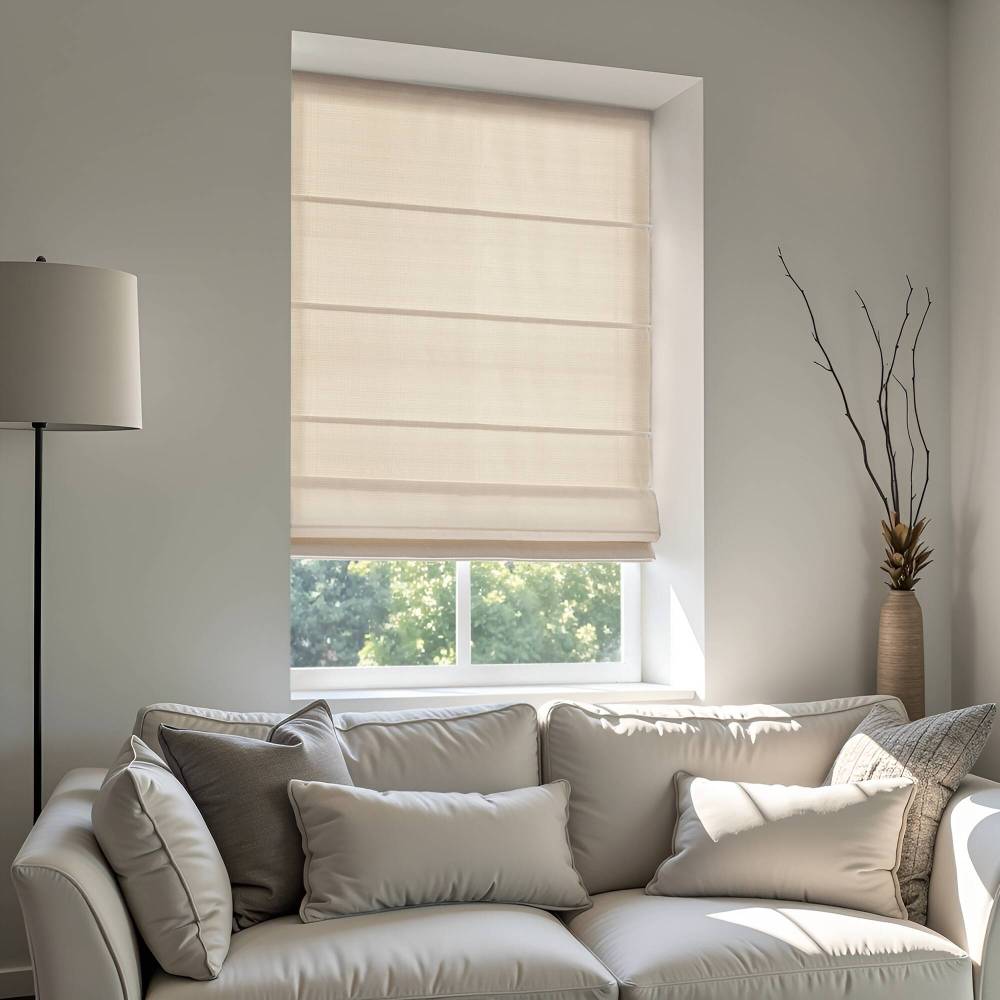 Basketweave Room Darkening Cordless Roman Shade
