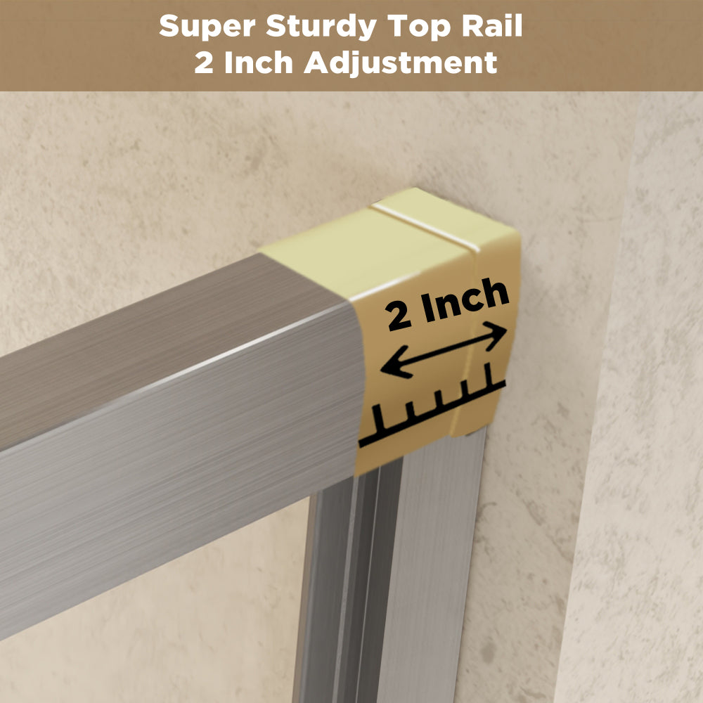 56-60 " x 72" Tempered Glass with Explosion Proof Film, Aluminum Frame Double Sliding Shower Door, "1/4 (6 mm), Stainless Steel handle,Brushed Nickel
