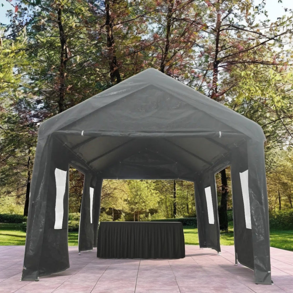 10x20ft gazebo party tent heavy duty canopy carport outdoor portable garage grey