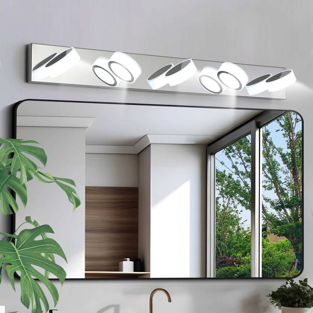 (Same as W1340110595/L2010) 45" Modern 6-Light LED Vanity Light, Sleek Black Bathroom Wall Light Fixture for Mirror, Shower, and Bathroom Decor