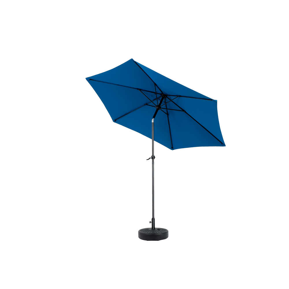 9FT Outdoor Patio Umbrella Outdoor Table Umbrella with Push Button Tilt and Crank, Market Umbrella 6 Sturdy Ribs , Deck, Backyard, Pool (Base Not Included) - ( Blue )