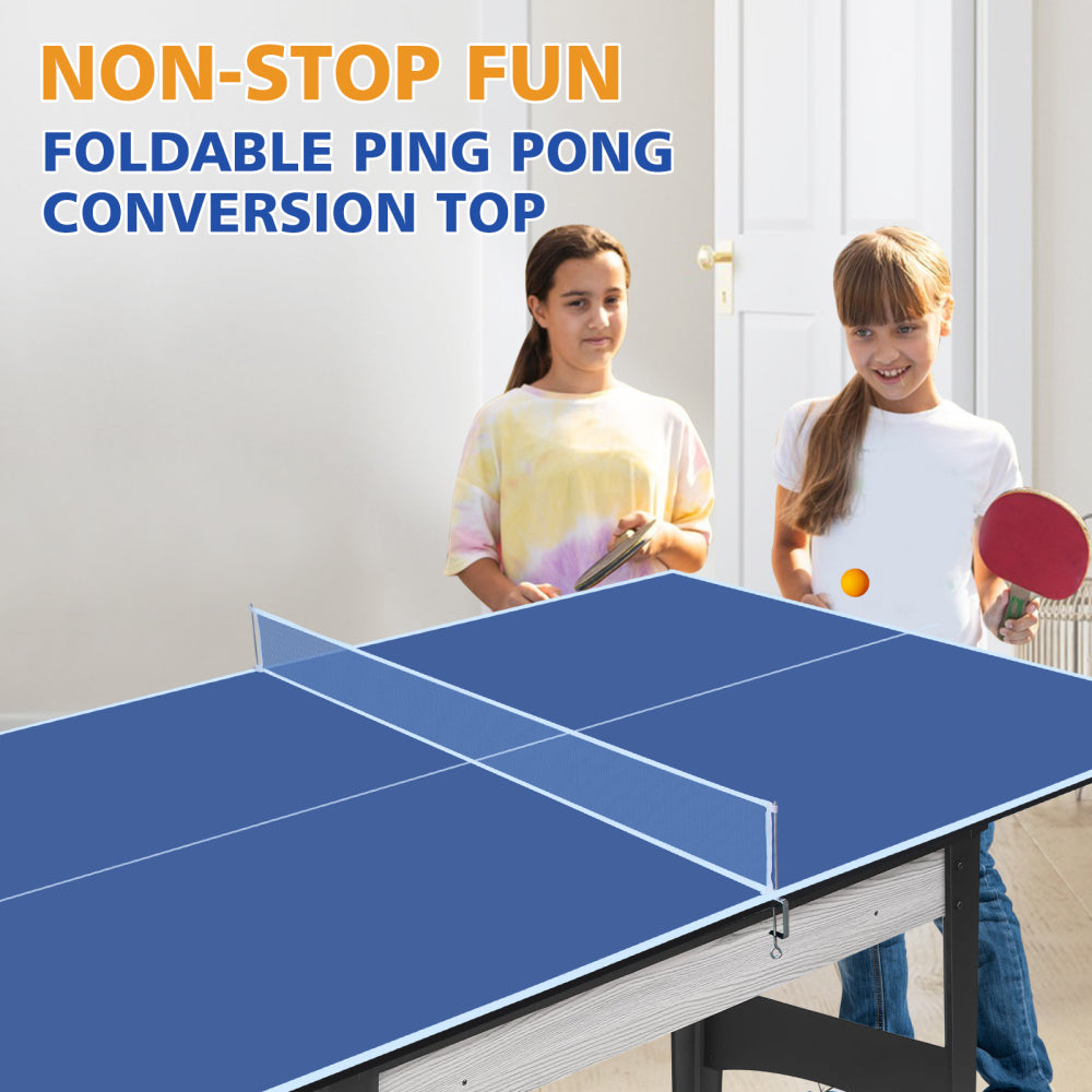 6*3ft Blue Mid-Size Ping Pong Conversion Top Foldable & Portable Table Tennis Table Top for Indoor Games