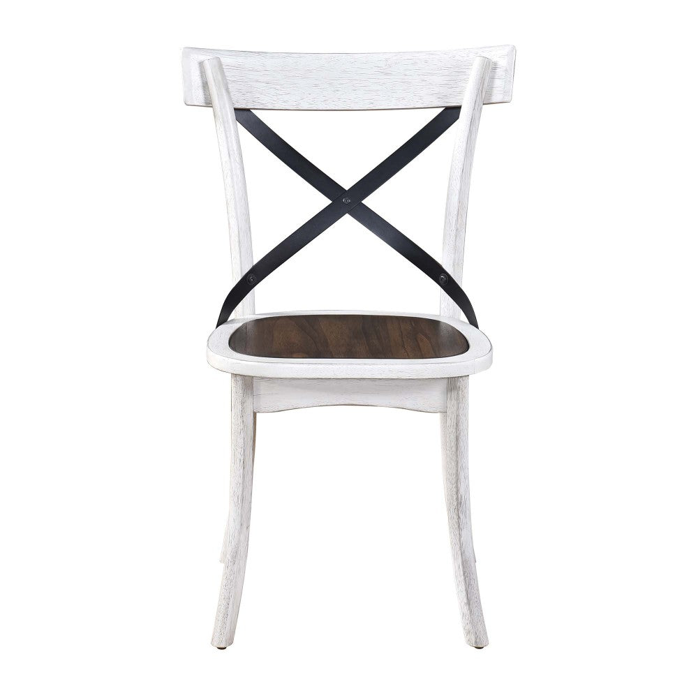 2 Pieces Set Dining Side Chair Rustic Modern Farmhouse Design Retro Design With Metal X Design