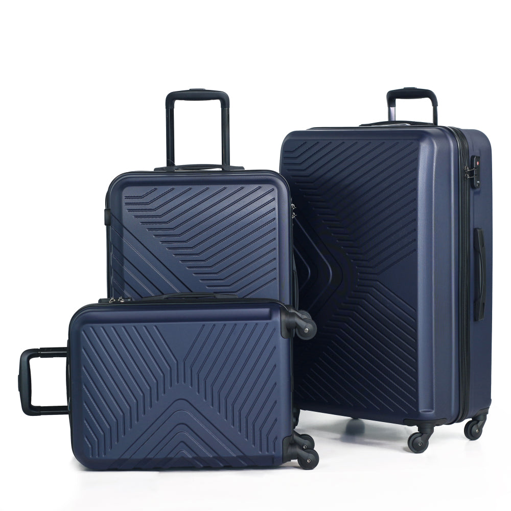 3 Piece Luggage Sets ABS Lightweight Suitcase with Two Hooks, Spinner Wheels, TSA Lock, (20/24/28), Yellow