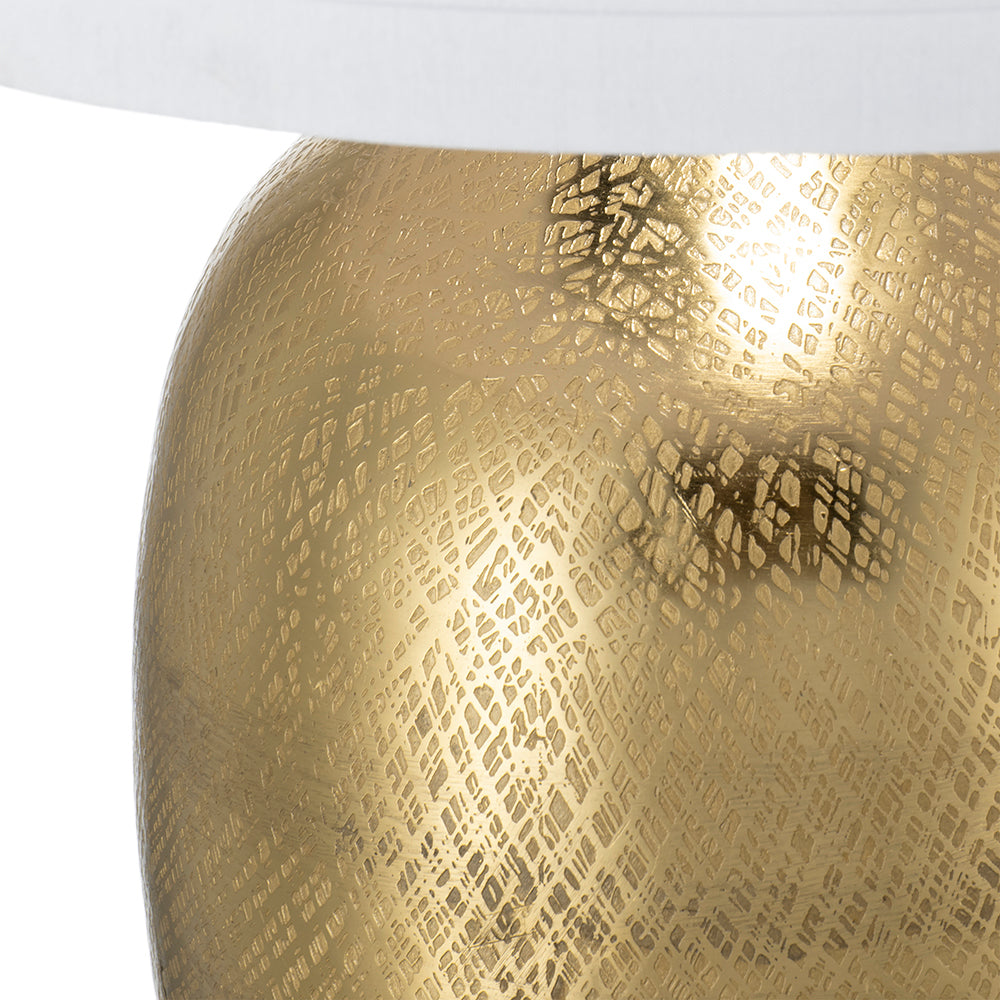 D18x31" Round Aluminum Sheet Gold Table Lamp with White Fabric Shade(Lamp Shade Assembly Required)