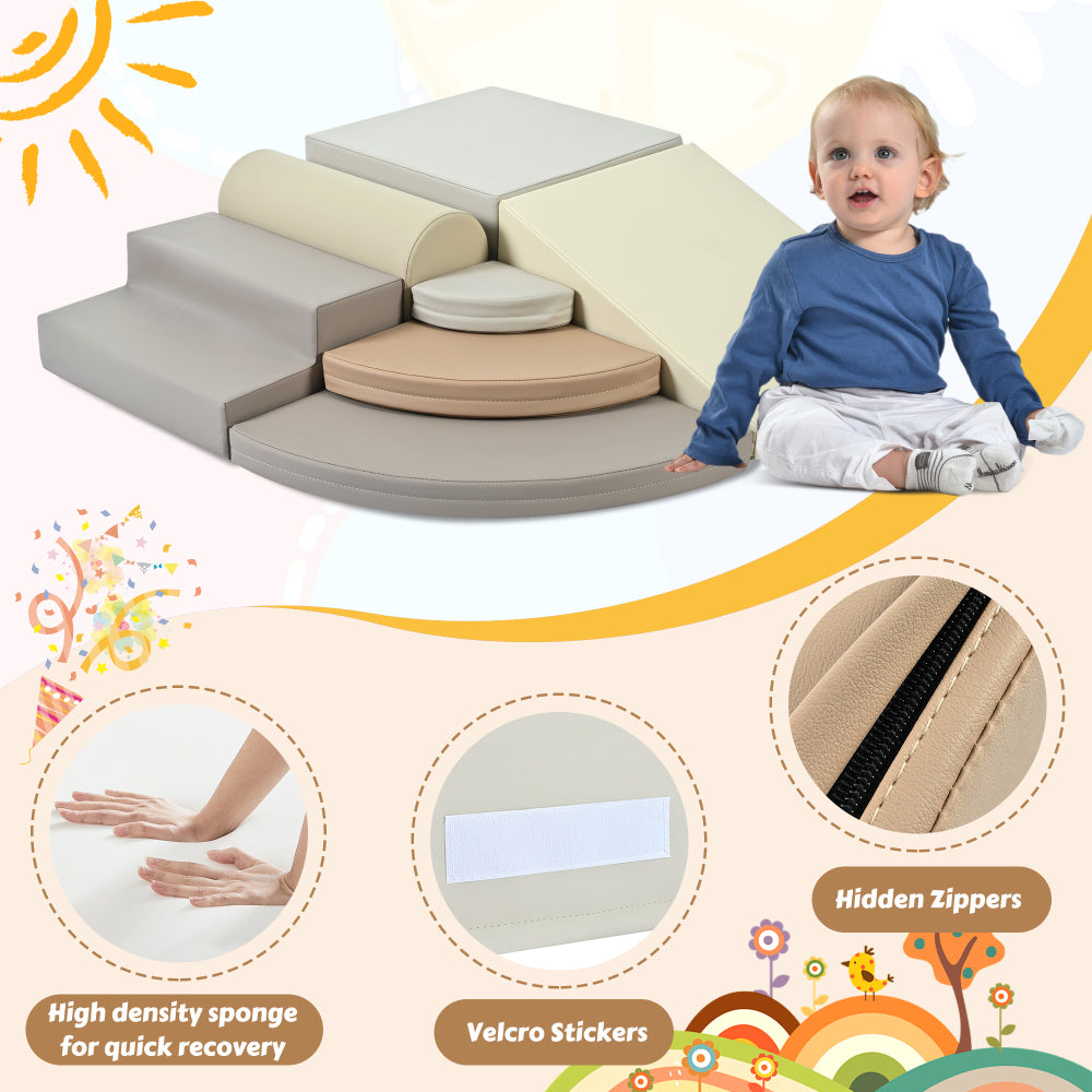7-Piece Soft Foam Climbing Blocks for Toddlers,Soft Climb& Crawl Playset Indoor, Soft Play Equipment Climb and Crawl Playground for Kids, Babies Active Play Structure, Colorful