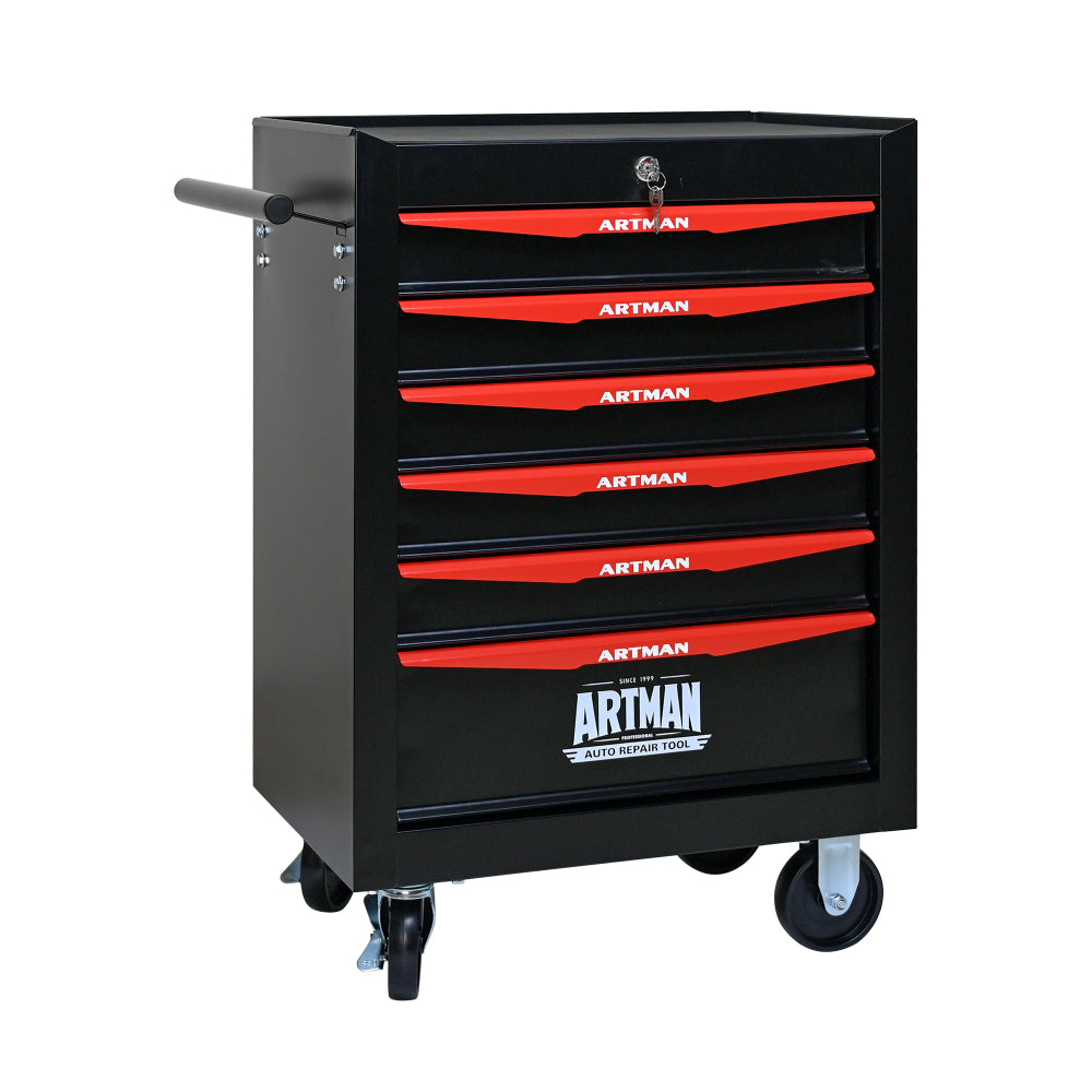 Rolling Metal Tool Chest with 7 Drawers, 20" 7-Drawer Tool Chest Cabinet with Ball Bearing Drawer Slides, Steel Tool Storage Box Organizer -Red&Black