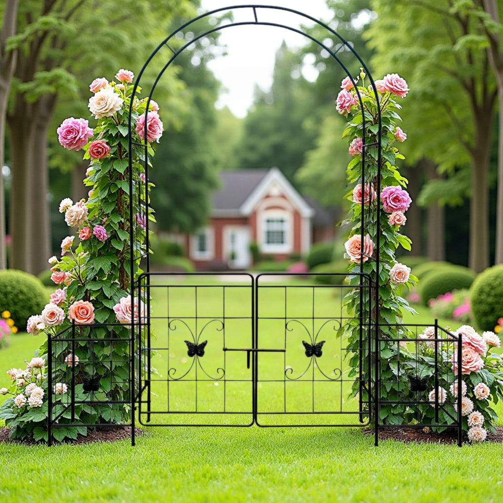 Metal Garden Trellis, 2 Pack Metal Trellis for Climbing Plants, Indoor/Outdoor Plant Trellis for Potted Plants, House Plants, Climbing Vines, Flowers and Vegetables, Lawn Garden Fence Decor Screen, Bl