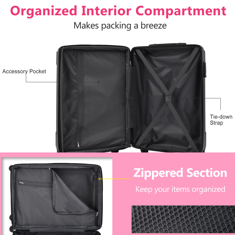 Hardshell Luggage, Lightweight Durable ABS Suitcases with Double Wheels, Expandable 28-inch Checked Luggage 28" (Pink)