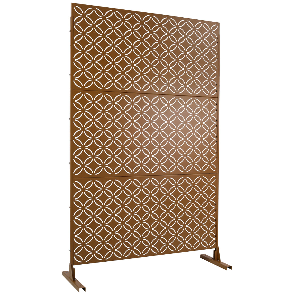 Outdoor & Indoor Privacy Screen Metal Privacy Screen 76" H×48" W, Freestanding Decorative Privacy Screen for Deck Balcony Patio, Privacy Fence Panels for Outside Lawn Garden PS107 BROWN