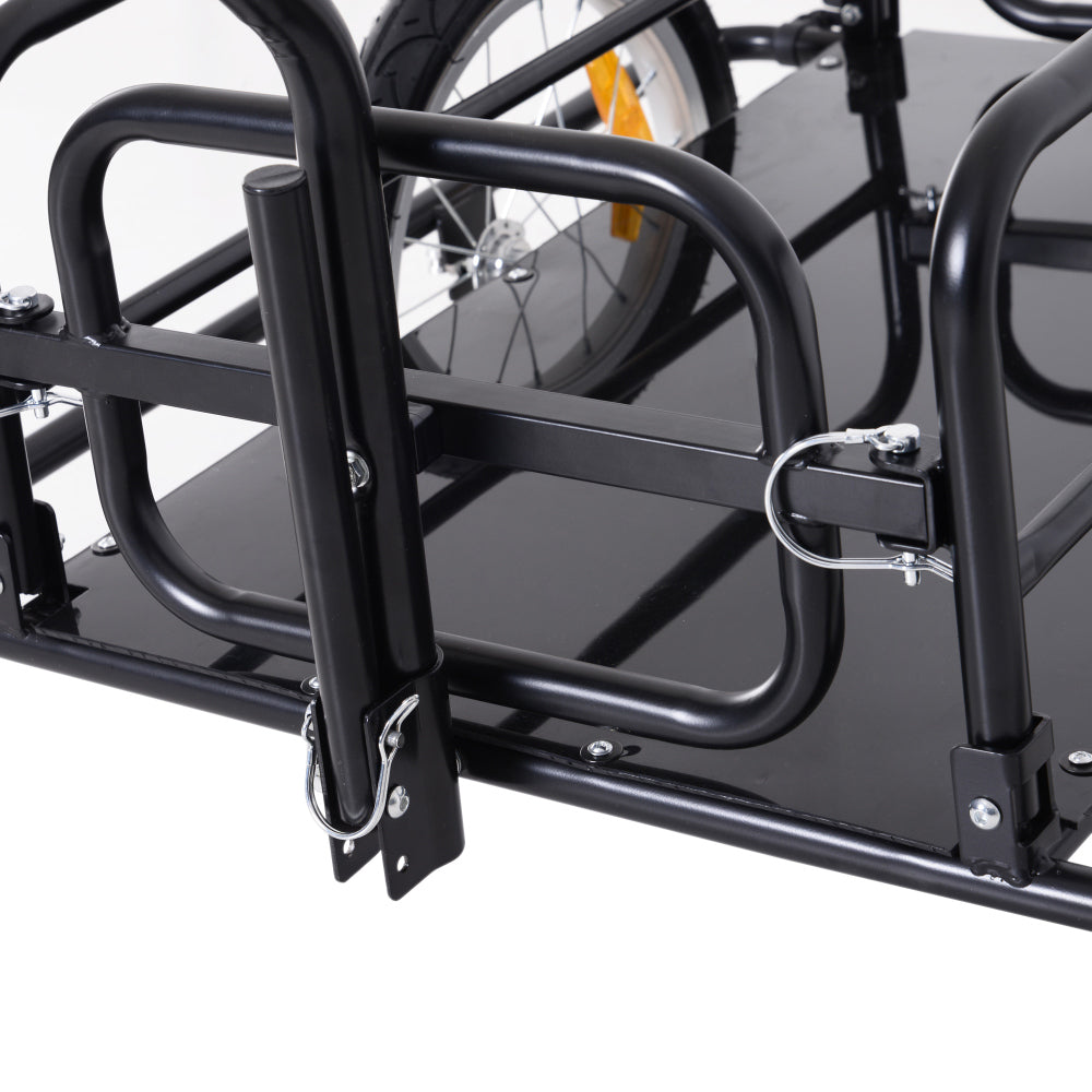 Aosom Bike Cargo Trailer, Bicycle Trailer, Heavy-Duty Bike Wagon Cart, Foldable Compact Storage, with Universal Hitch, 16" Wheels, 88 lbs. Capacity, Black