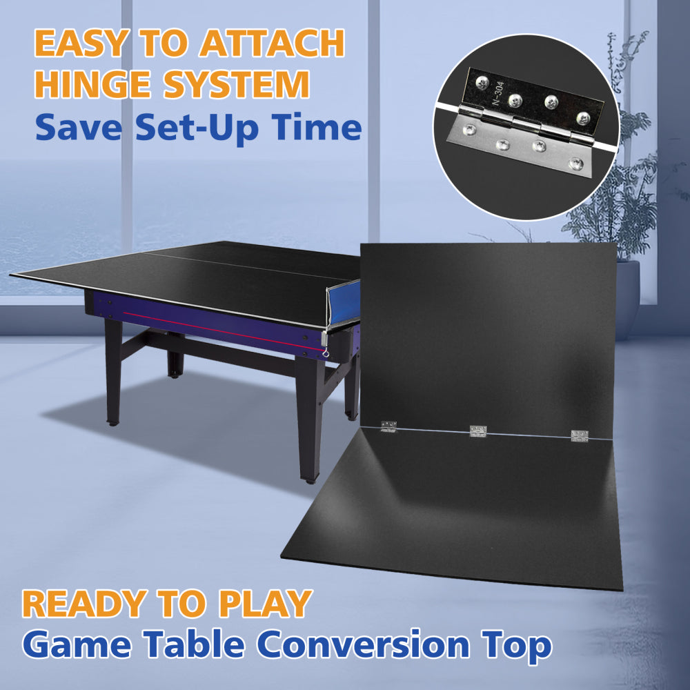 6*3ft Black Mid-Size Ping Pong Conversion Top Foldable & Portable Table Tennis Table Top for Indoor Games