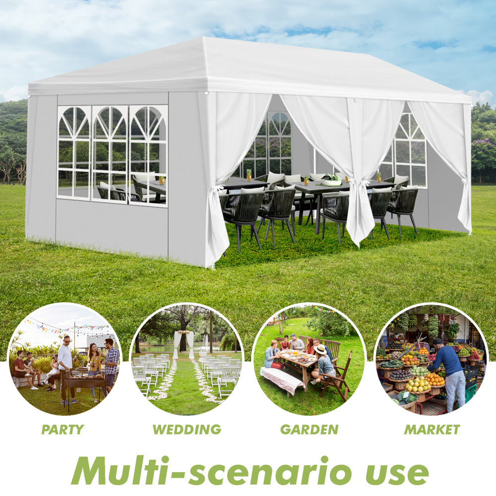 10*20FT Wedding Tent with 6 Removable Sidewalls,Outdoor Use for Party,Wedding,Marketplace