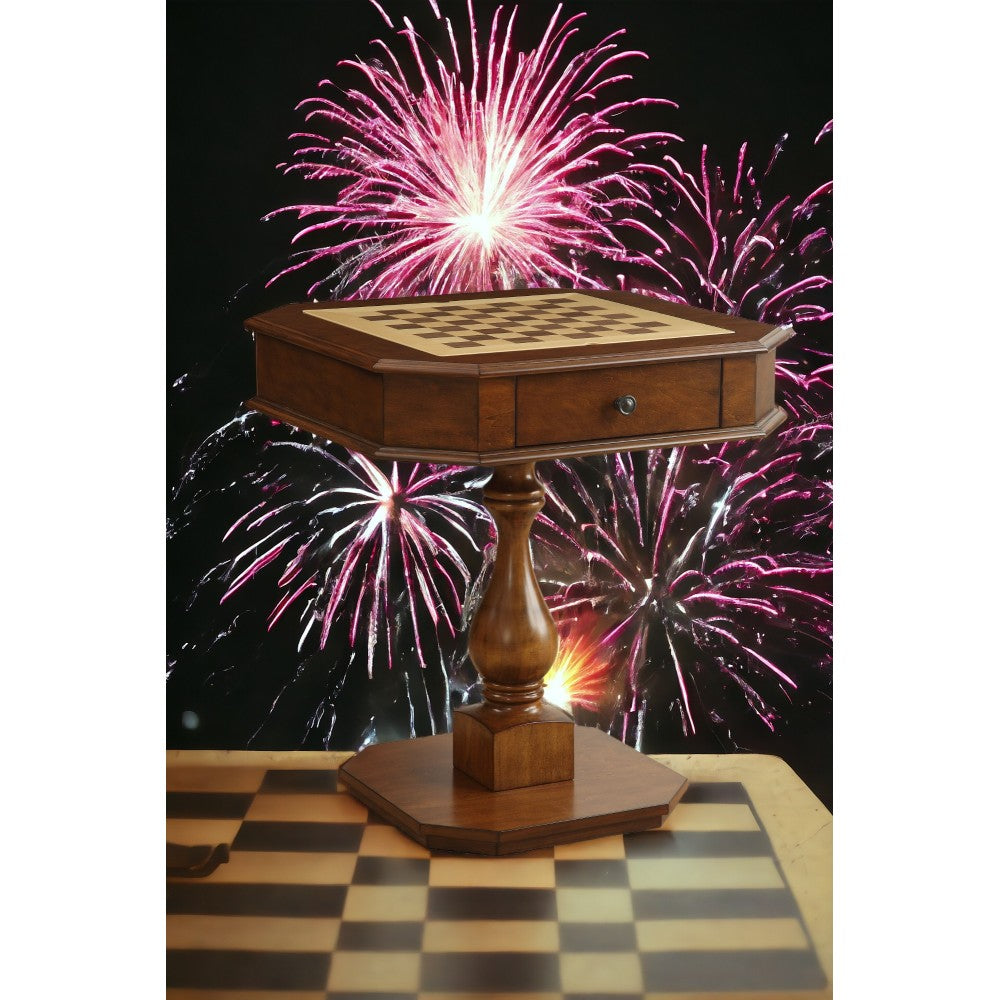 Bishop Cherry Finish Reversible Chess Checker Game Table w/Game Tray (Chess Fingures Not Included)