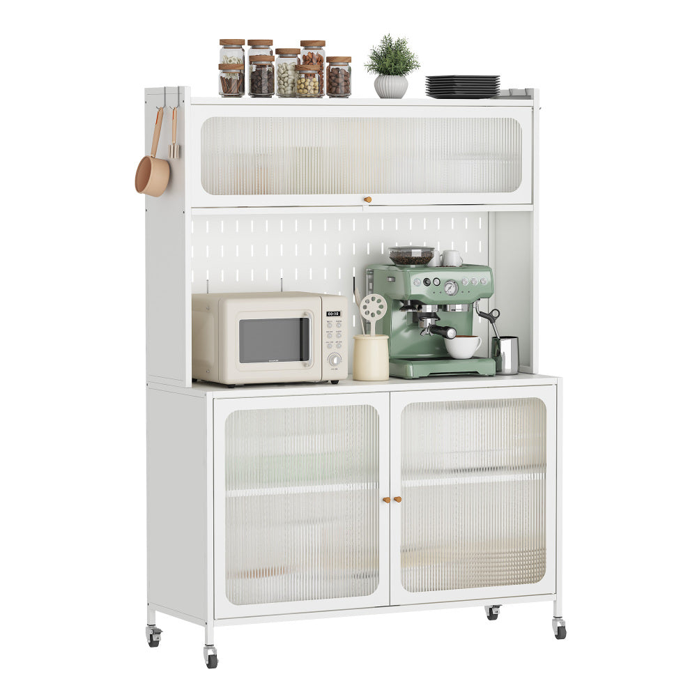 Heavy Duty Metal Modern Sideboard Buffet Cabinet with Storage Premium Steel Storage Cabinet ,Adjustable Feet,Glass Doors,Large Capacity Organizer For Living Room,Bed Room,Dining Room
