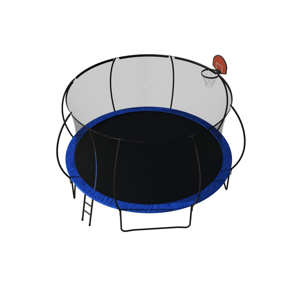 14 FT Pumpkin Trampoline, Outdoor Trampoline with Basketball Hoop, Enclosure Net and Ladder